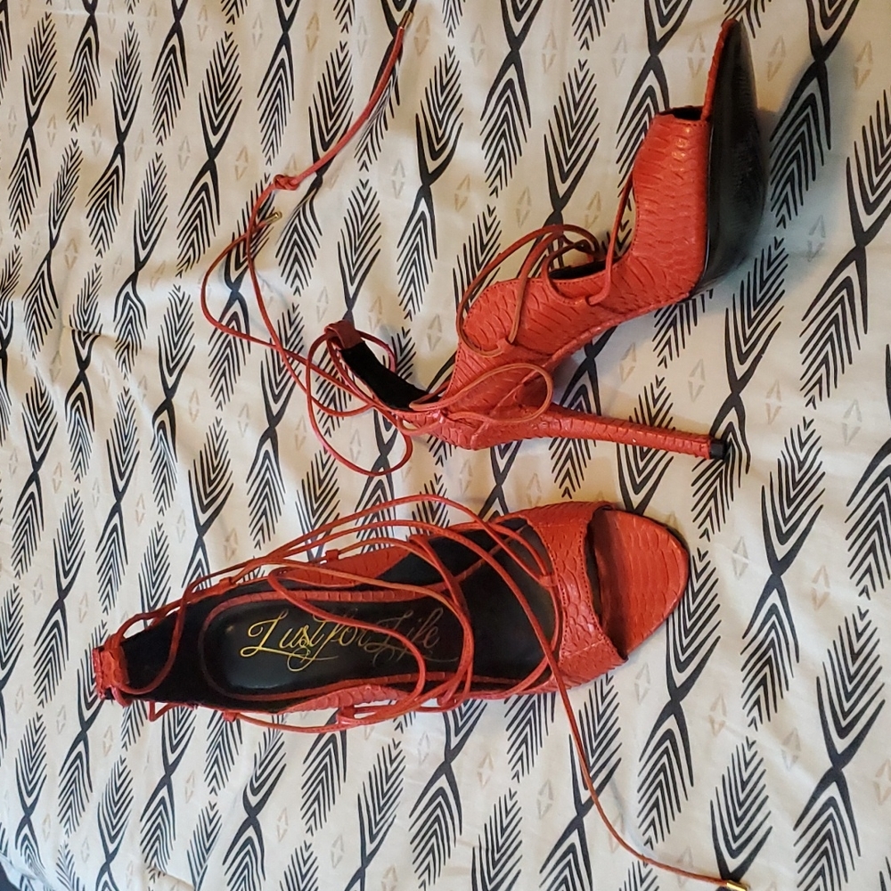Lust for Life Demon strappy sandals in tart red